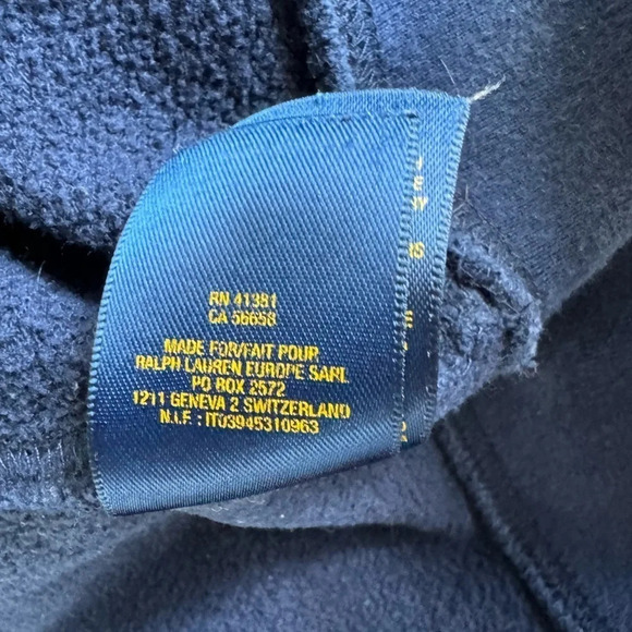 Ralph Lauren Polo Zip Hoodie Big Pony Logo Navy and Gray Youth Medium 10/12 - Picture 6 of 7